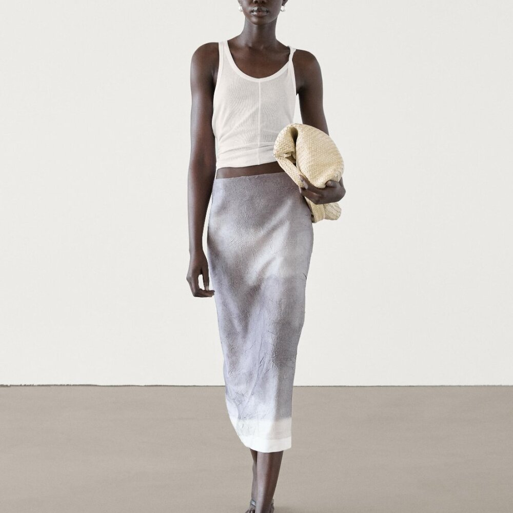 Massimo Dutti Ombré printed midi skirt